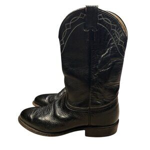 Nocona Western Leather Cowboy Boots 8E Men Black Embroidered